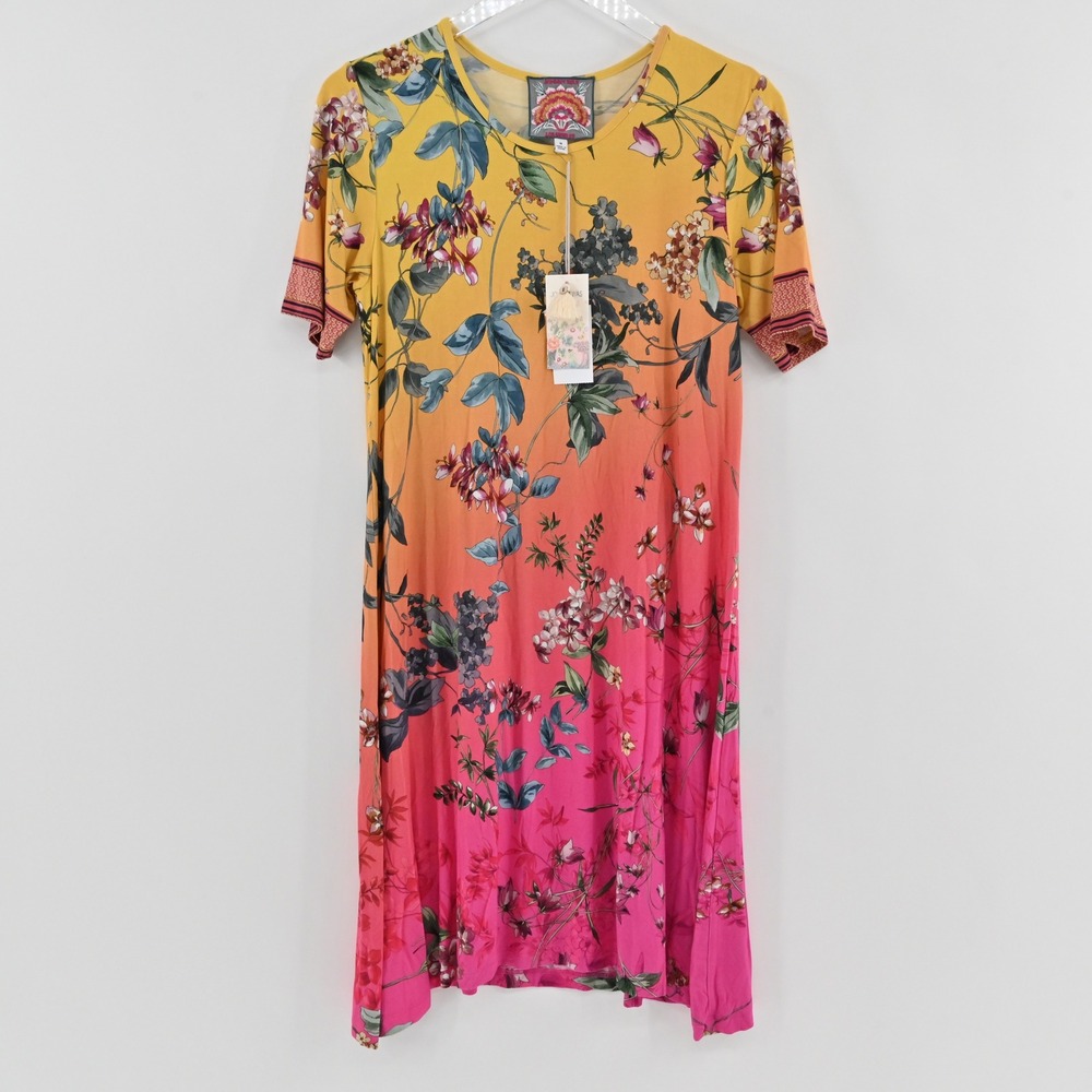Johnny Was Emboy Swing Dress Womens Size M Multi Floral Boho Ombre T33623-4